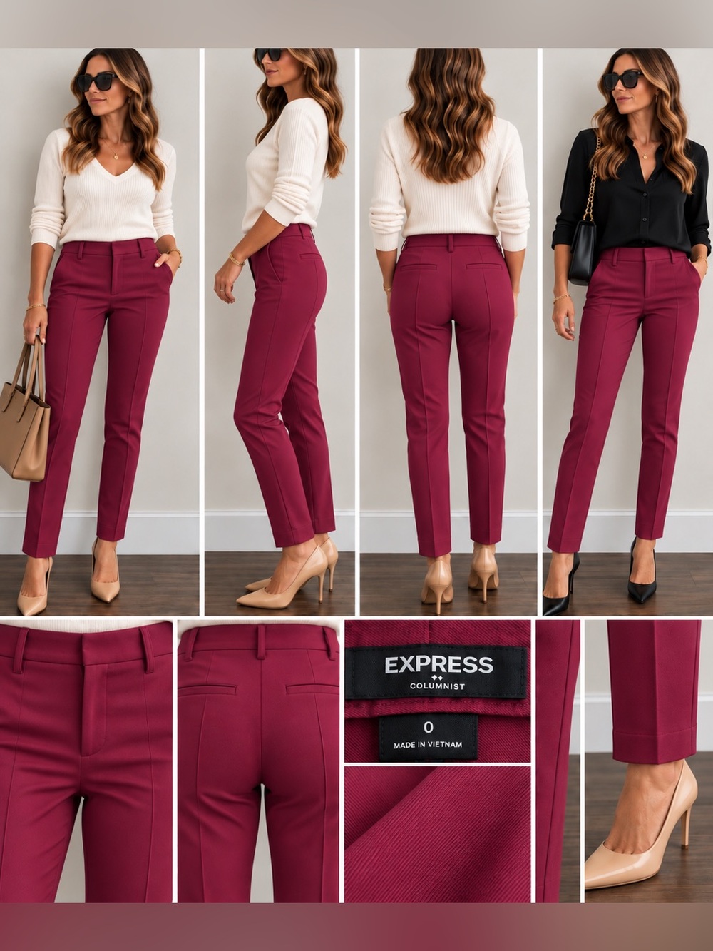 Express Columnist Straight Anole Leg Pants in Deep Raspberry Size 0